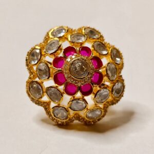 kiasa domed flower open polki adjustable setting ring