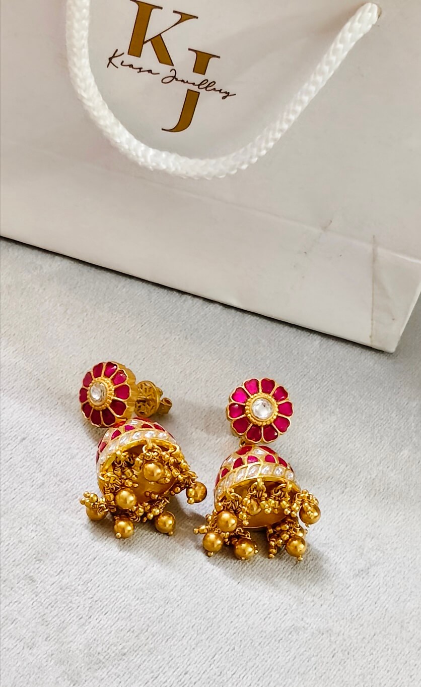 kiasa jadau studs with detachable jhumki kiasa jadau studs with detachable jhumki