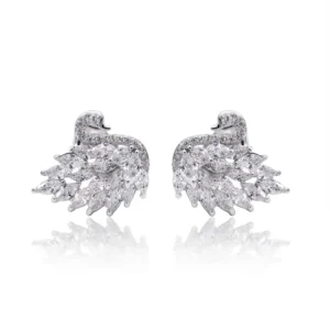 925 sterling silver swan earrings with cz elegant swan studs