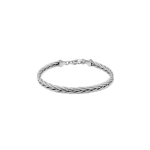 925 Silver Pleated Braid Bracelet – Rhodium Finish
